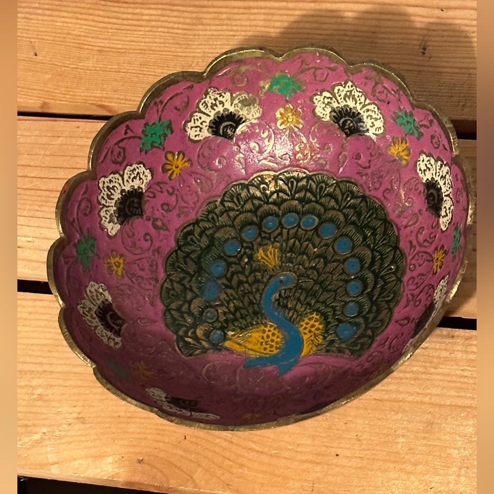 Vintage brass peacock decorative dish piece - Picture 2 of 6